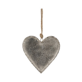 Large, hanging, grey heart pendant