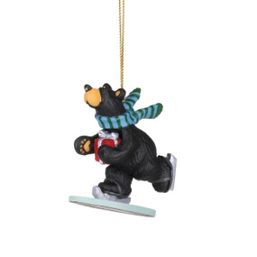 Black bear figurine ornament skiing