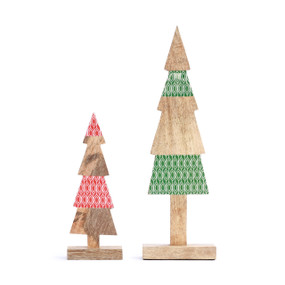 Wood Pattern Trees - Set of 2 Mango Wood