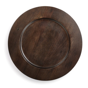 Top view. Mango wood platter is round
