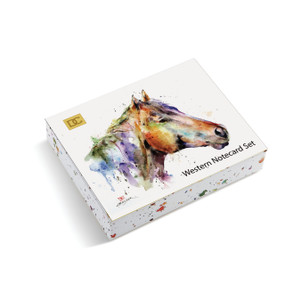 White box with rainbow horse face on it - western notecard set