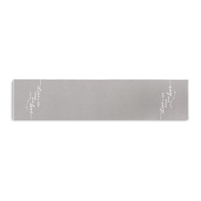 gray kitchen towel with 'live a life filled with love' printed on both ends in white letters