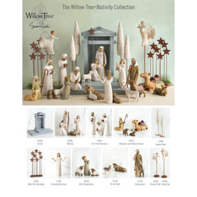 The Willow Tree nativity collection advertisement - light grey barn with several figurines printed on