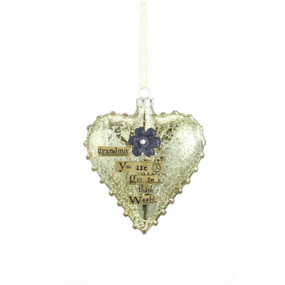 Hanging heart pendant that says 'grandma you are a gift to this world'