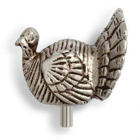 Side view of silver turkey pendant topper