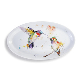 plate with painted hummingbirds on it