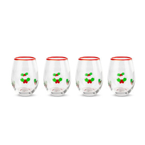 Holly Berry Stemless Wine Glass