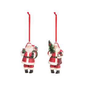 Small Paper Pulp Santa Ornaments - 2 Assorted