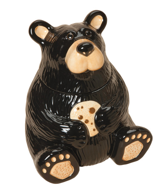 Black bear figurine jar sitting down