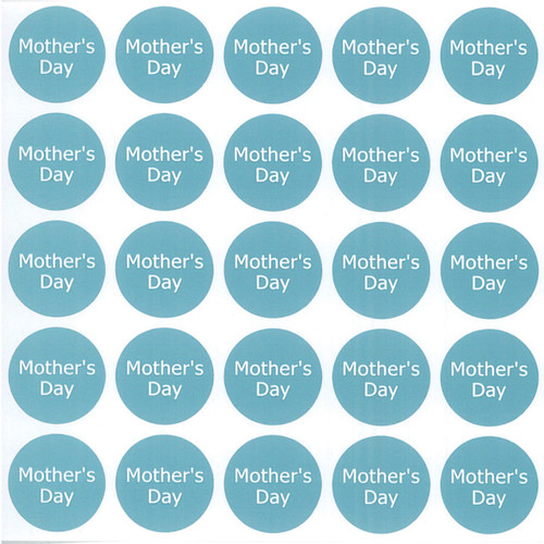 Various round blue circles with &quot;Mothers Day' in white on them