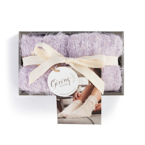Purple Women's Light Purple Fuzzy Giving Socks with Grippers - Giving Collection