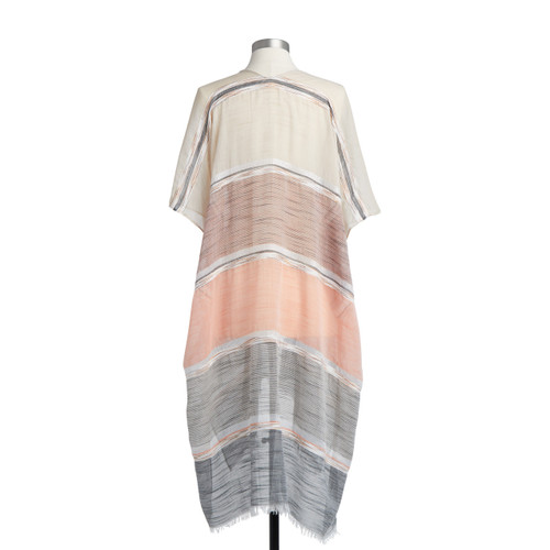 Sheer Stripe Duster in Peach/Tan