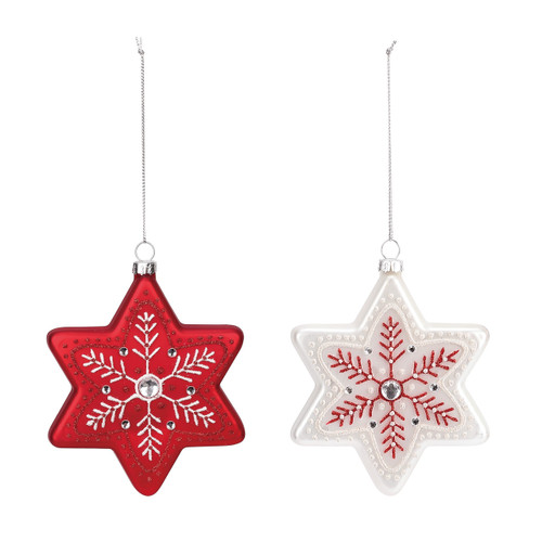 red and white snowflake ornaments