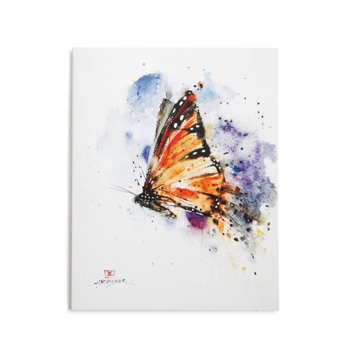 White wall art with multi-color butterfly printed on