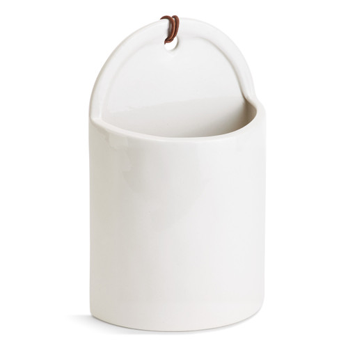 White utensil holder facing the front