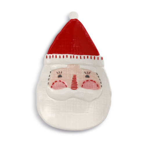 Red and White Santa Spoon Rest Stoneware