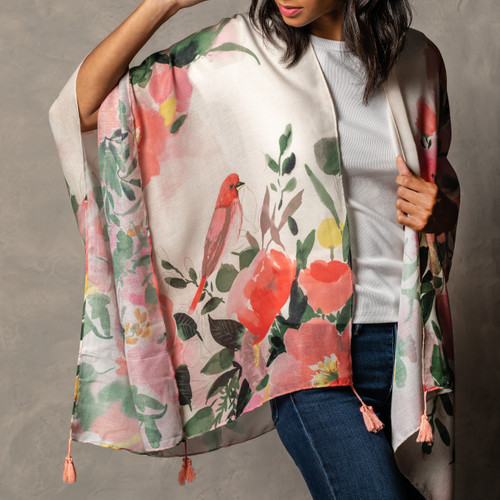 byDesign Lightweight Kimono with Spring Floral Pattern