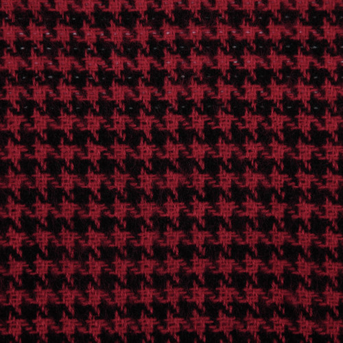 detail shot of red and black herringbone fabric