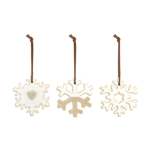 Snow Day Snowflake Ornaments Set of 3 Assorted