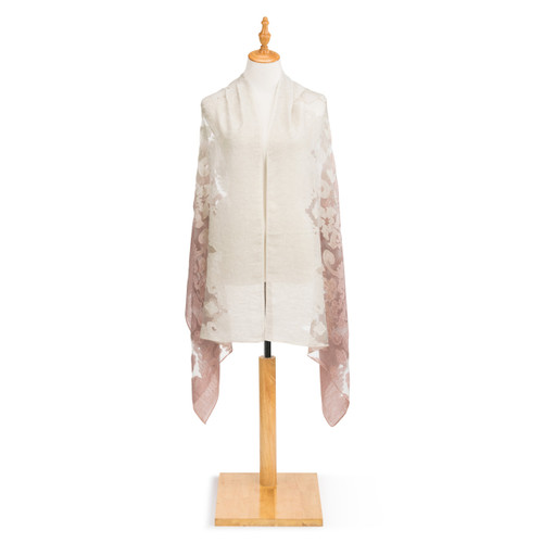 Damask Sheer Shawl - Cream and Blush