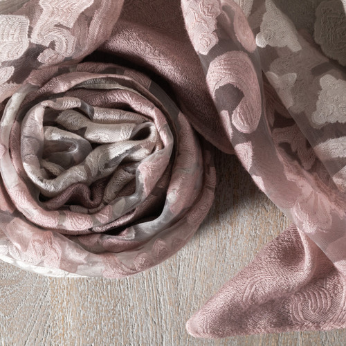 Damask Sheer Shawl - Cream and Blush