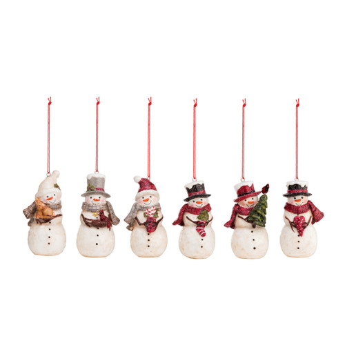 Mini Snowmen Ornaments - 6 Assorted