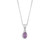 silver necklace charm with purple gem on silver chain