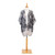 gray and crean silky kimono with leaf design and polka dot spirals