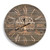 wooden clock with roman numerals and illlustration of tree in center