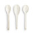 A set of three white textured teaspoons.