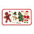 white rectangular dish with gingerbread man, snowman, tree and Santa figures painted on