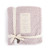 pink knitted blanket folded up with poem about mother-child relationship on white fabric decal