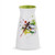 white vase with green inside and painted dragonflies on outside