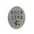 silver oval with Rock Star etched into it and gold star attached