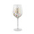 Clear wine glass with multi-color dots and 'celebrate' on it