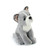 stuffed light gray and white dog in sitting position