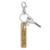 gold rectangular keychain with Never settle for less than you deserve etched into it