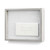 A cream ceramic plaque that reads "live simply love generously" placed inside a gray frame.