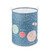 A large blue hamper with white stars, a rocket ship, and all of the planets with labels.