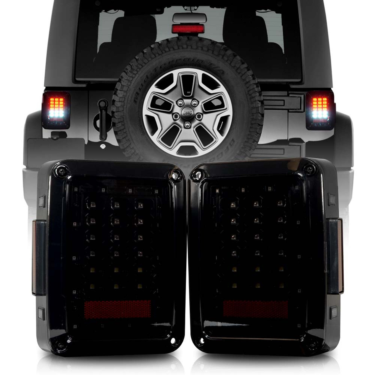 XPE Smoked LED Tail Lights for Wrangler JK 2007-2018 - JPFEDERATION