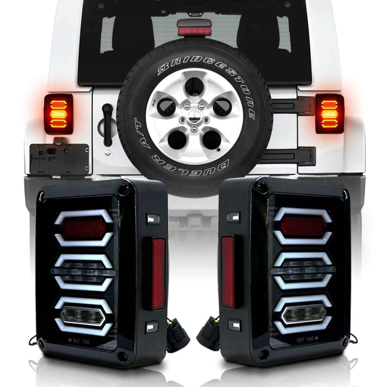 DIAMOND Black LED Tail Lights for Wrangler JK 2007-2018