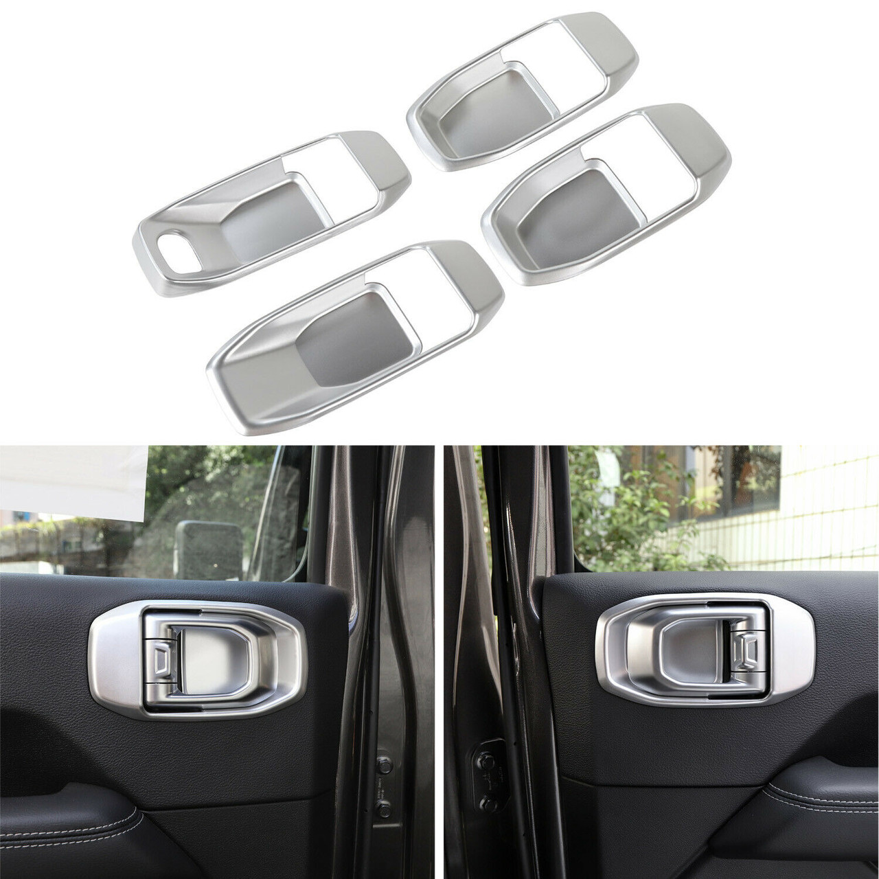 Interior Door Handle Bowl Cover Trim for Jeep Wrangler JL 2018+-