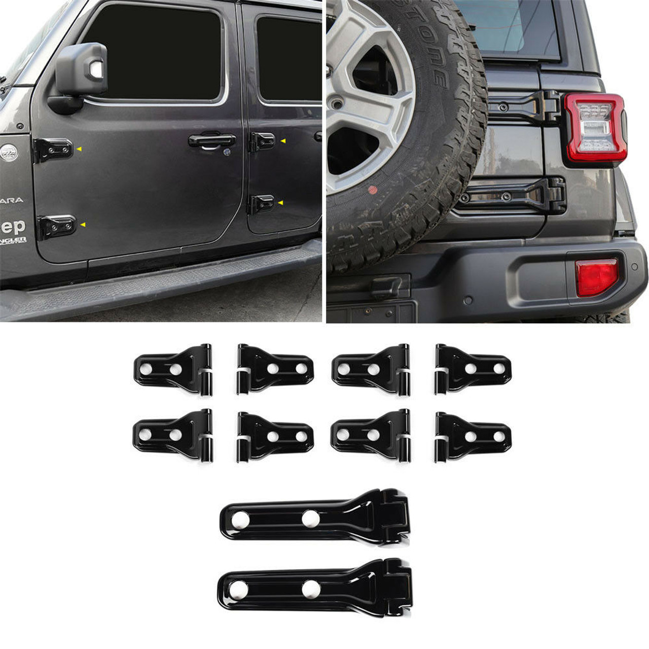 Door Hinge Cover & Spare Tire Hinge Covers For Jeep Wrangler JL 2018+ Black  - JPFEDERATION