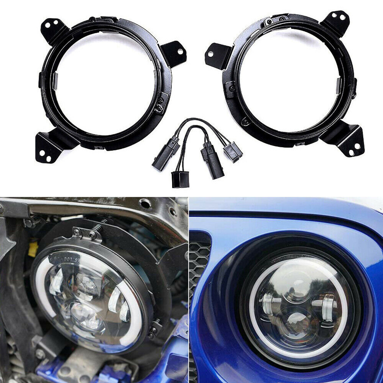 7 Inch Round LED Headlight Ring Mounting Brackets For Jeep