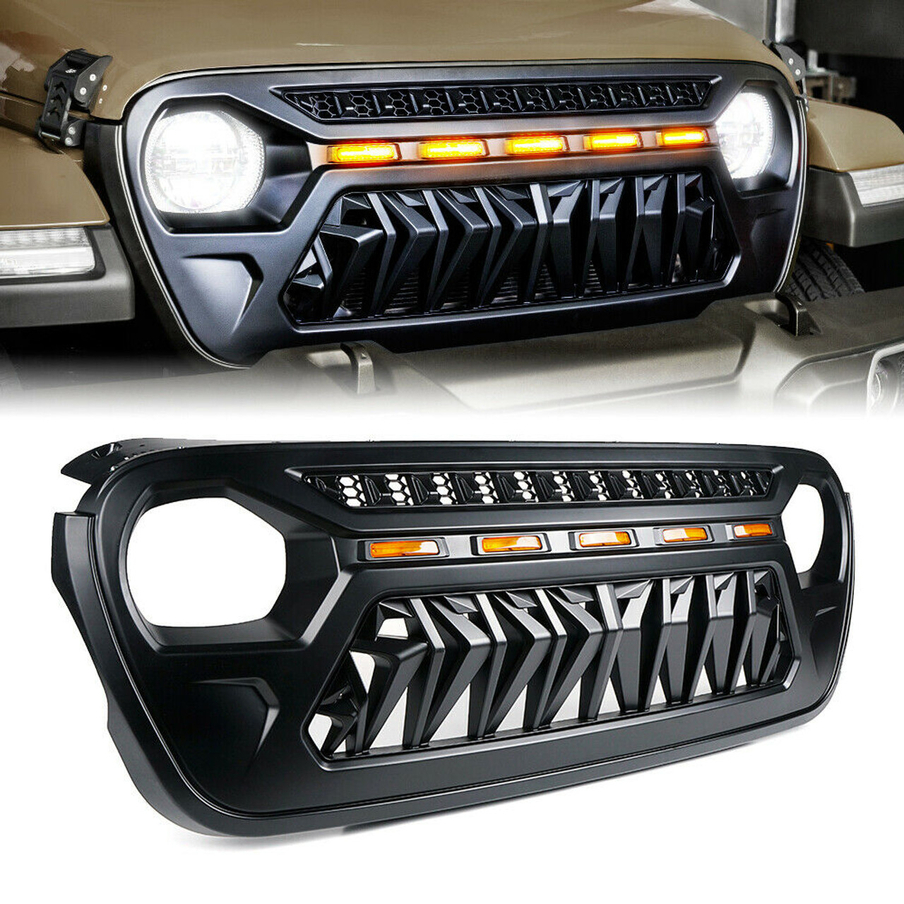 LED Bar Front Grille for Jeep Wrangler JL u0026 Gladiator 2018-2023 -  JPFEDERATION