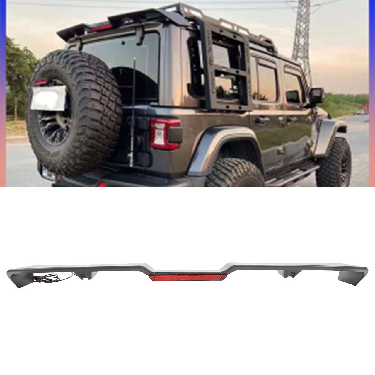 Rear Roof Top Full Wing LED Light Spoiler Trim for Jeep Wrangler JK  2007-2018 - JPFEDERATION