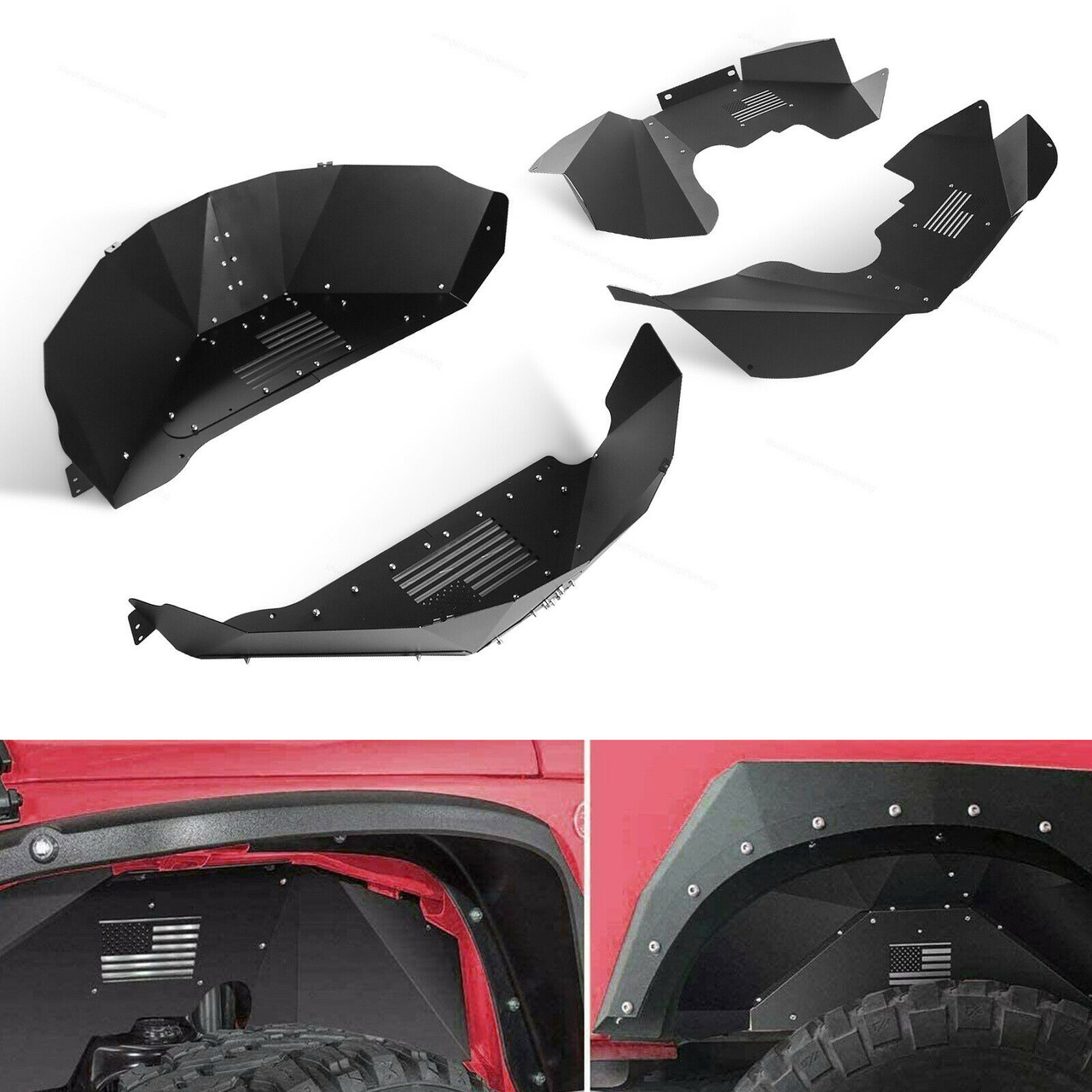 Front and Rear Aluminum Inner Fender Liners for Wrangler JK 2007