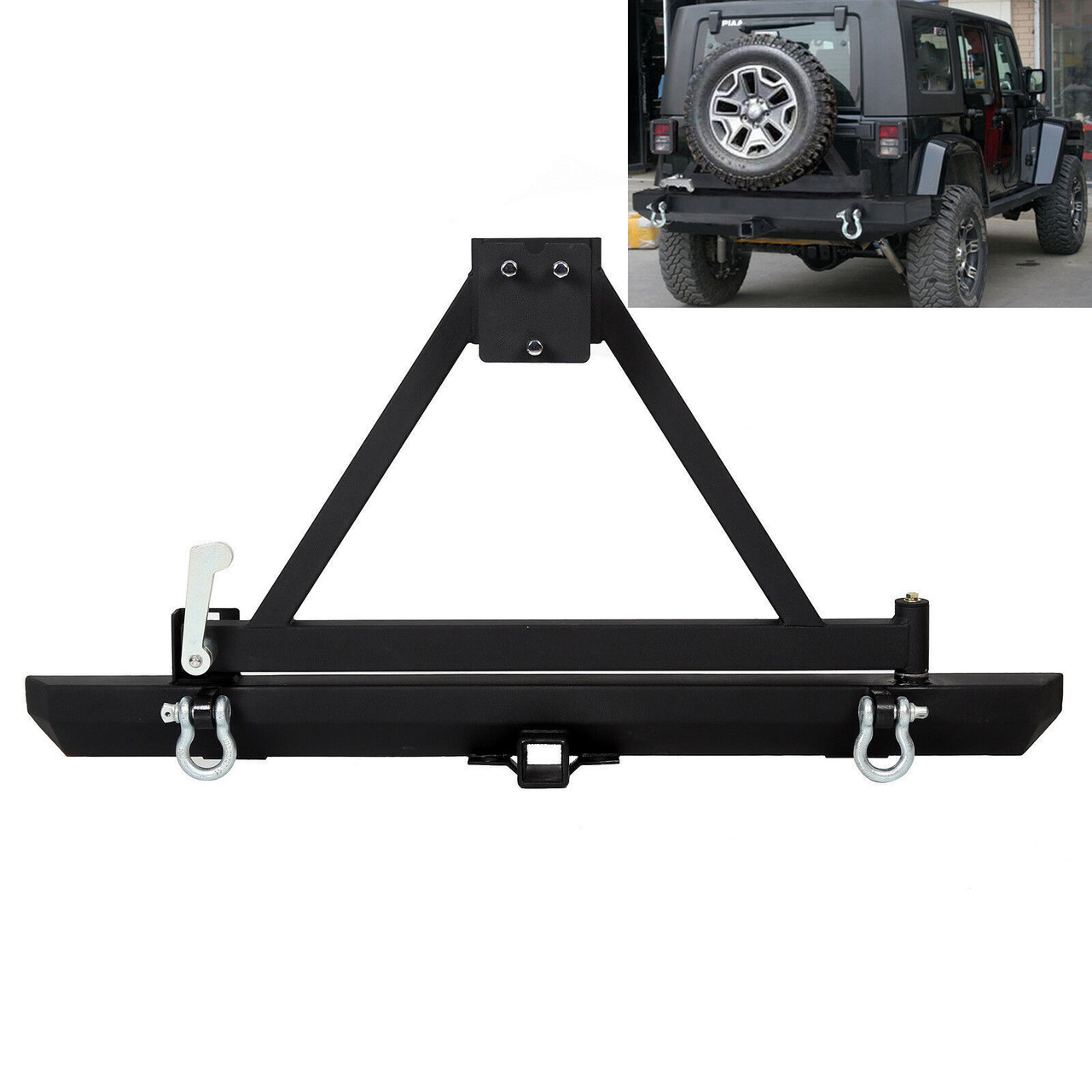 Rock Crawler Rear Bumper W/Tire Carrier & D-ring For Jeep Wrangler