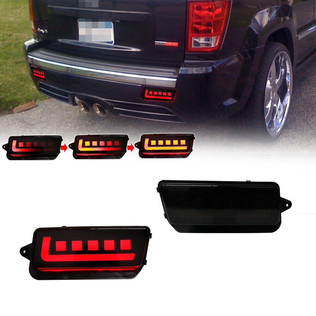 Smoked Rear LED Bumper Tail Brake and Turn Signal Lights for 2005