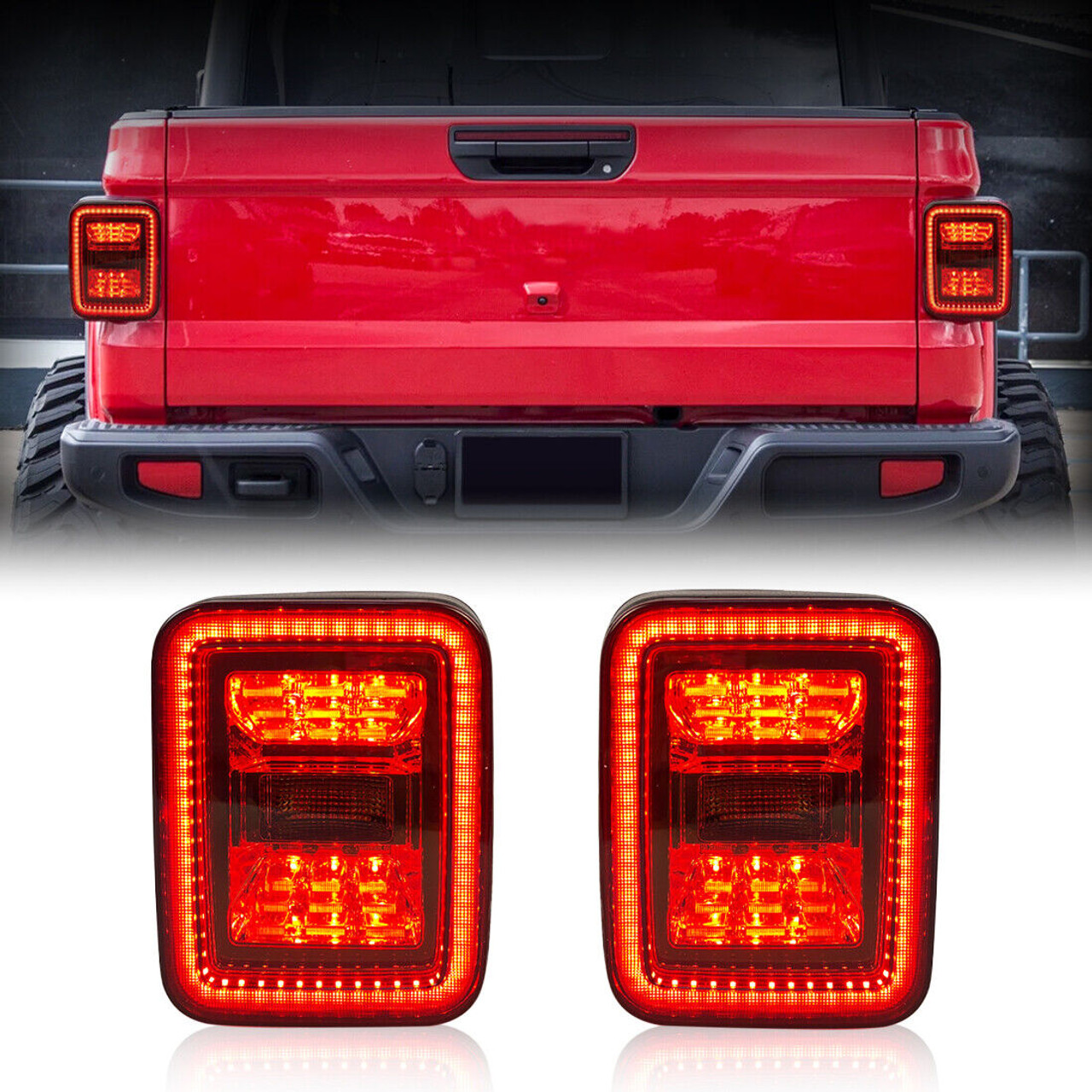 Smoked 2nd Gen LED Tail Lights Brake Turn Signal Reverse for Jeep